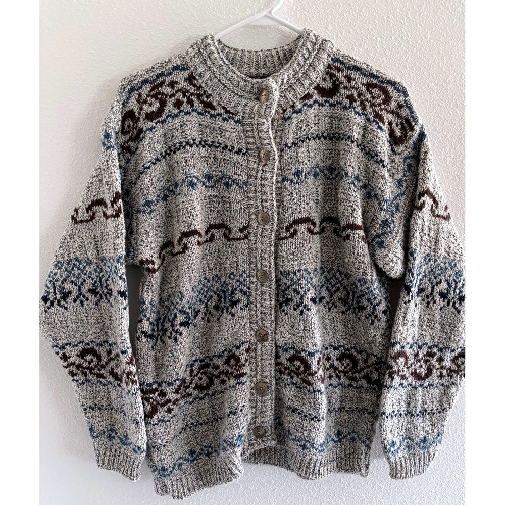 Vintage Winona Sweater Womens Small White Cotton Preppy Fisherman Chunky‎ Thick
